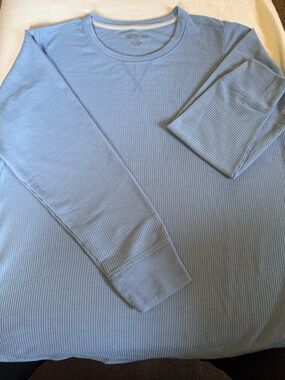 Starting Point Light Blue Waffle Knit Long Sleeve Top Size XXL